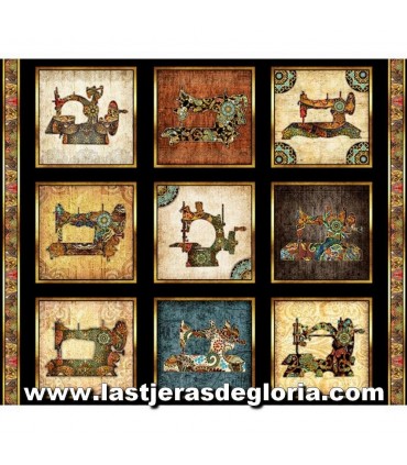 Panel 90 cm. máquinas de coser vintage colección Sew Lovely de Quilting Treasures